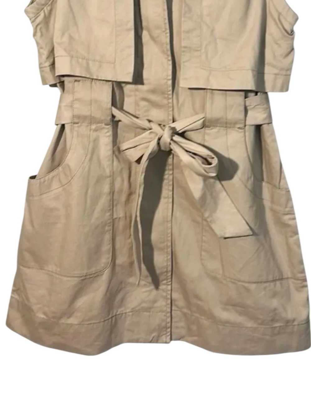 Abercrombie & Fitch trench-style vest dress belted waist and utility pockets LG - Picture 9 of 12